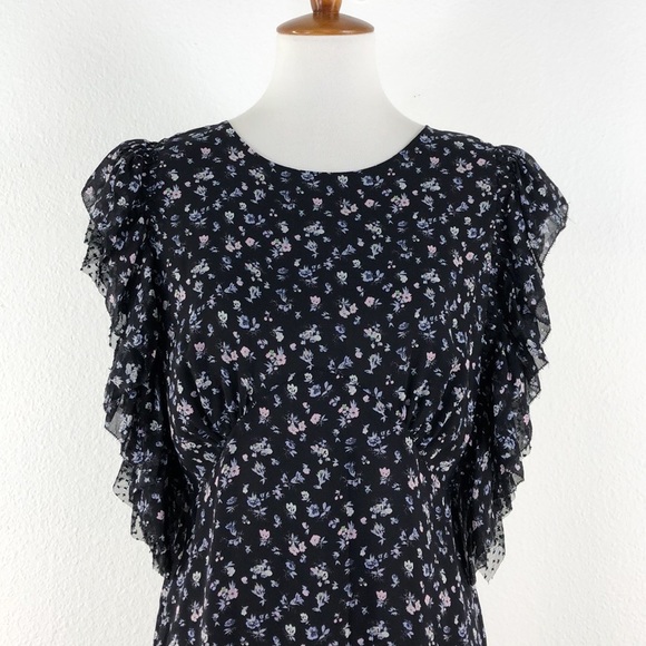 LoveShackFancy Floral Silk Georgette Midi Dress - Picture 3 of 9